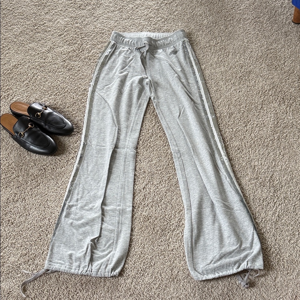 Stylish Gray Track Pants for Women silver size small excellent condition